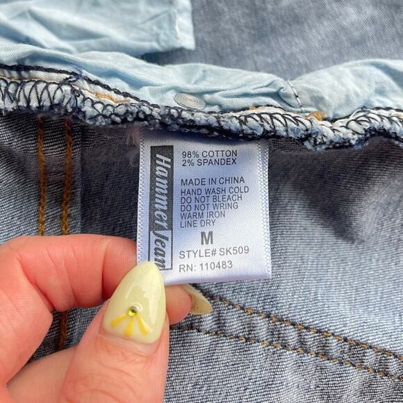 Hammer Jeans Asymmetrical Frayed Hem Midi Denim Skirt - Medium - Picture 11 of 13